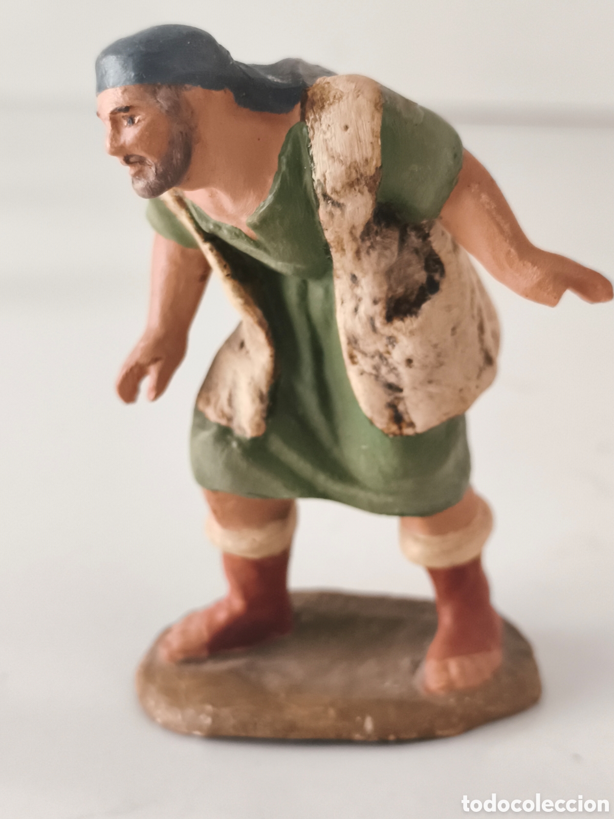 Figuras de Bel&eacute;n: Antigua figura del portal de Bel&eacute;n de terracota de Olot en muy buen estado