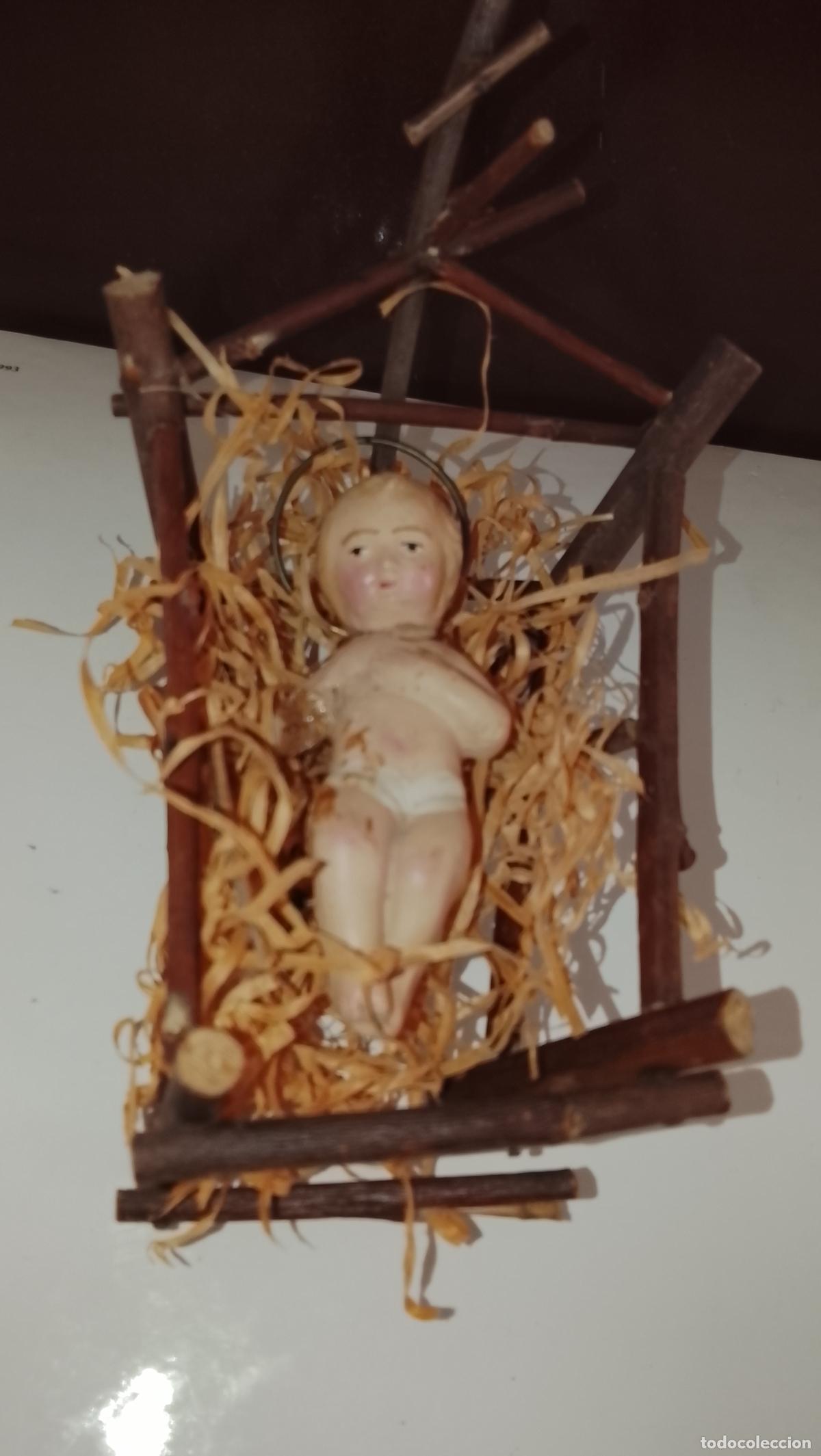 Figuras de Bel&eacute;n: FIGURA PORTAL DE BELEN NACIMIENTO BARRO TERRACOTA HECHO A MANO ANTIGUO TIPO OLOT CON CUNA