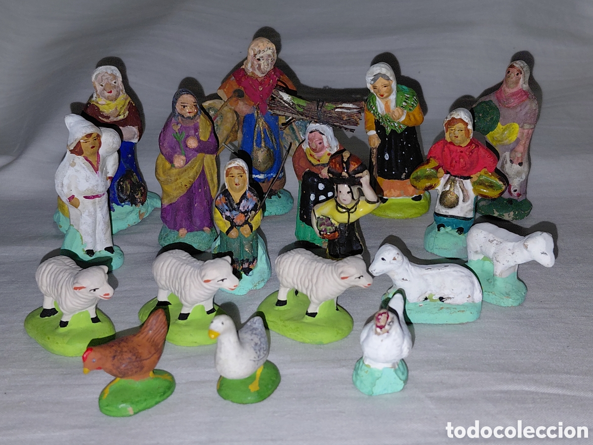 Figuras de Bel&eacute;n: FIGURAS DE BELEN DE BARRO 18 LAS QUE SE VEN EN LAS FOTOS.FIGURAS Y ANIMALES
