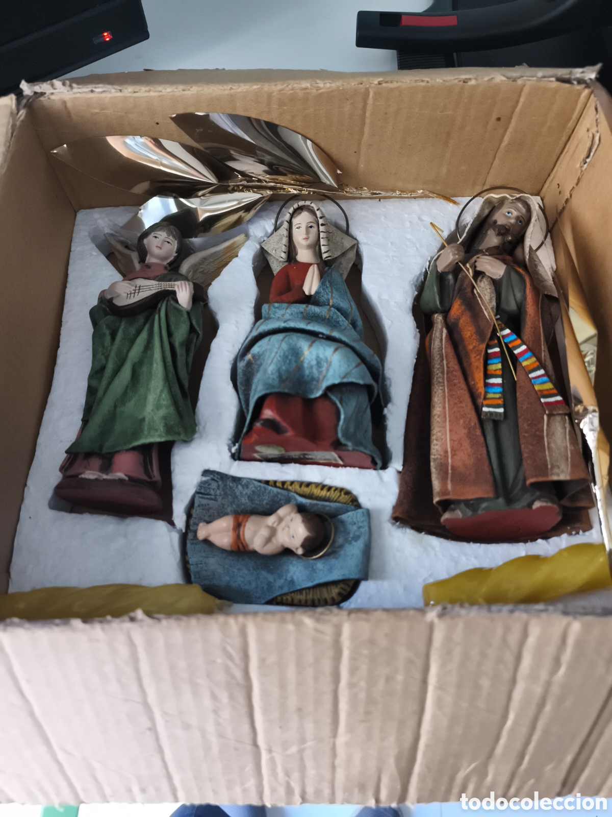 Figuras de Bel&eacute;n: Antiguo nacimiento de terracota entelada marca Ortigas en perfecto estado