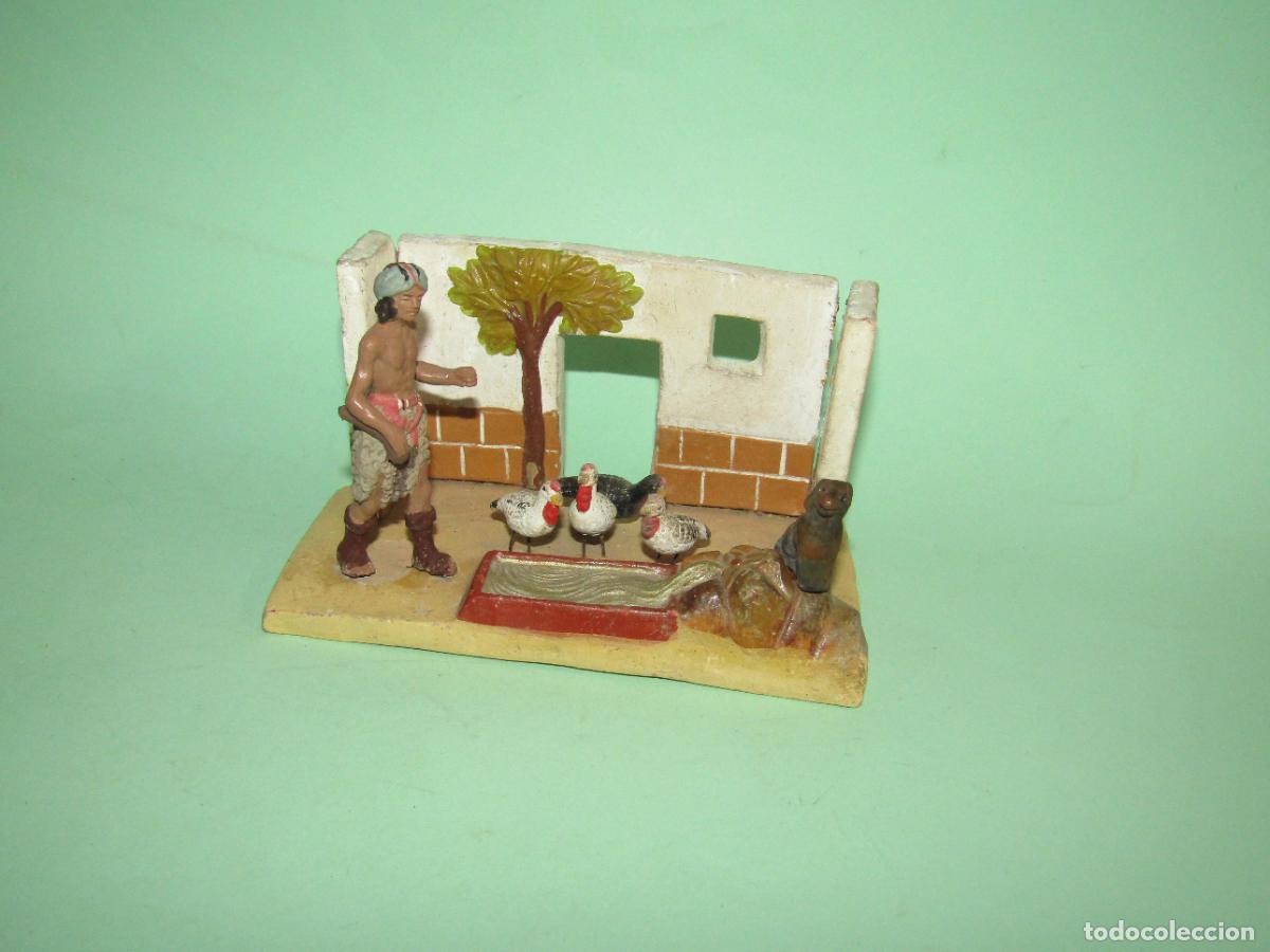 Figuras de Bel&eacute;n: Antiguo Diorama en Terracota y Pasta Policromada