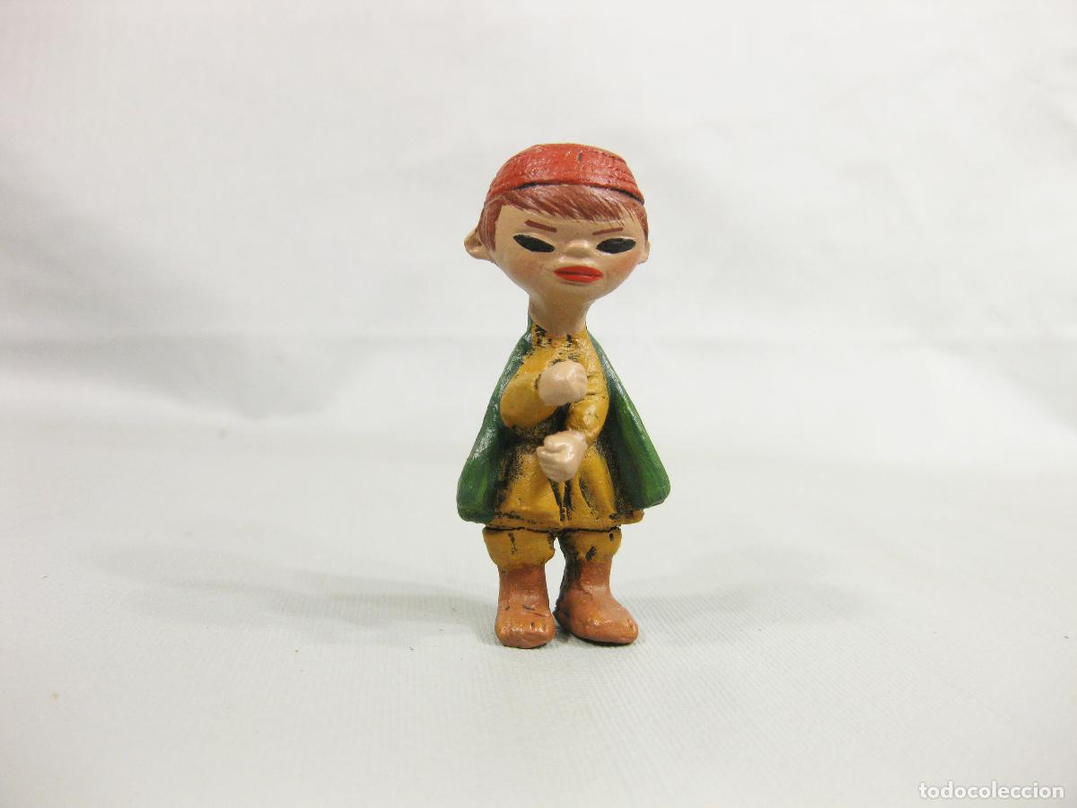 Figuras de Bel&eacute;n: FIGURA DE BARRO COCIDO DE PASTOR TIPO CABEZ&Oacute;N. NACIMIENTO DE NAVIDAD DE 5 CM. MIRETE. MURCIA