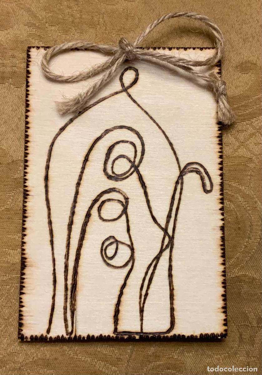 Figuras de Bel&eacute;n: BELEN MADERA PIROGRABADO, FIRMADO OPORTO, PORTUGAL