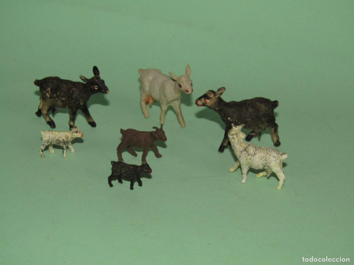 Figuras de Bel&eacute;n: Antiguo Lote Cabras y Corderos Figuras de Bel&eacute;n en Goma de PECH