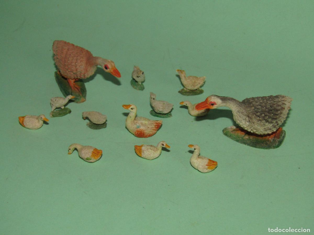 Figuras de Bel&eacute;n: Antiguo Lote Patos Ocas Figuras de Bel&eacute;n en Goma de PECH