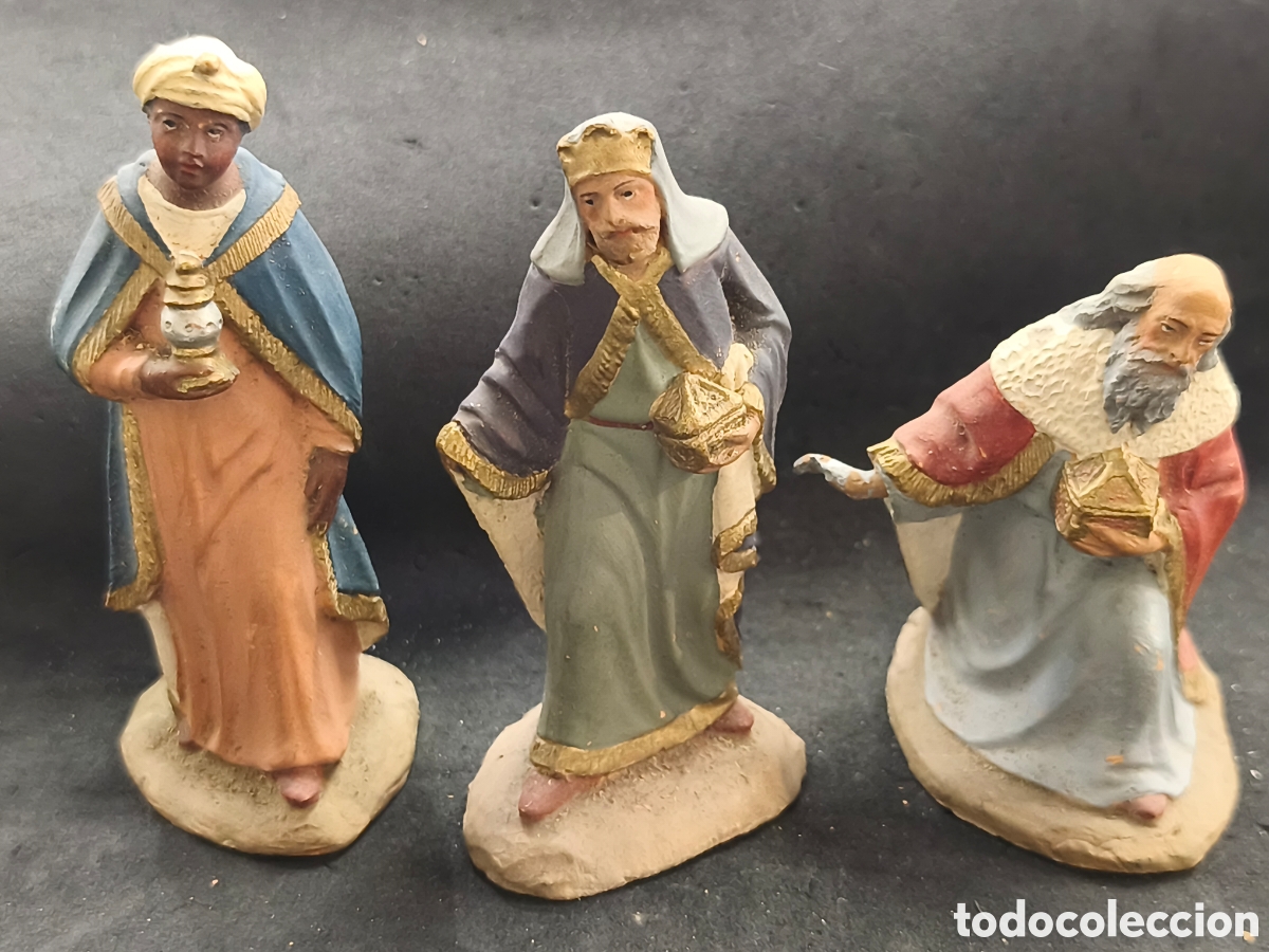 Figuras de Bel&eacute;n: Figuras Bel&eacute;n barro, reyes magos, Castells 12cm