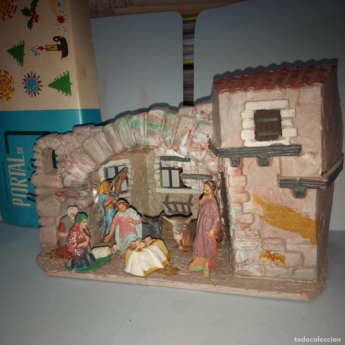 Figuras de Bel&eacute;n: ANTIGUO PESEBRE PORTAL DE BELEN FIGURAS DE PLASTICO, DE CREACIONES FABREGAT, A&Ntilde;OS 60-70
