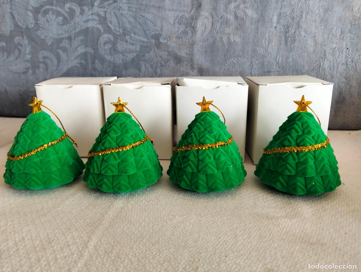 Figuras de Bel&eacute;n: Lote Bel&eacute;n pesebre color plateado mini miniatura joyero forma &aacute;rbol de navidad verde vintage regalo