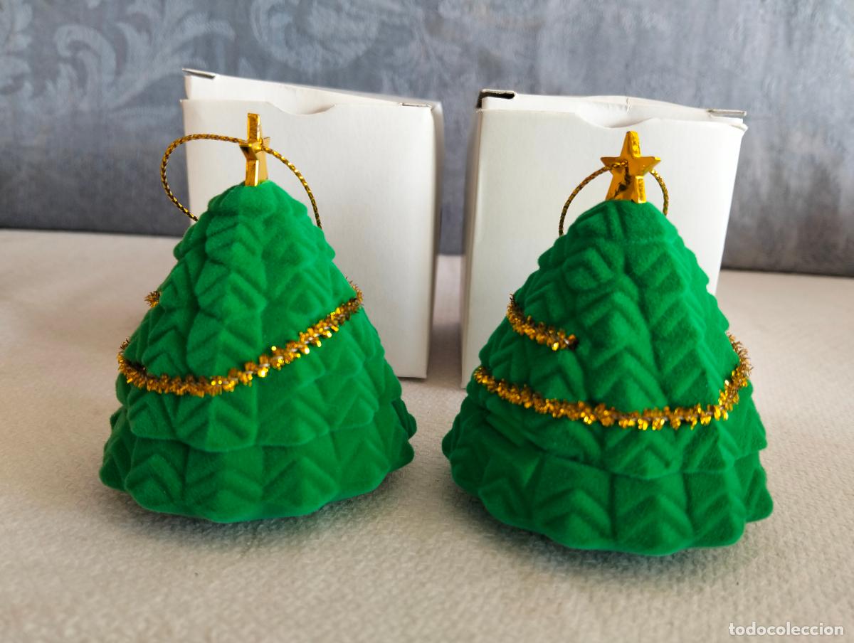Figuras de Bel&eacute;n: Lote Bel&eacute;n pesebre color plateado mini miniatura joyero forma &aacute;rbol de navidad verde vintage regalo