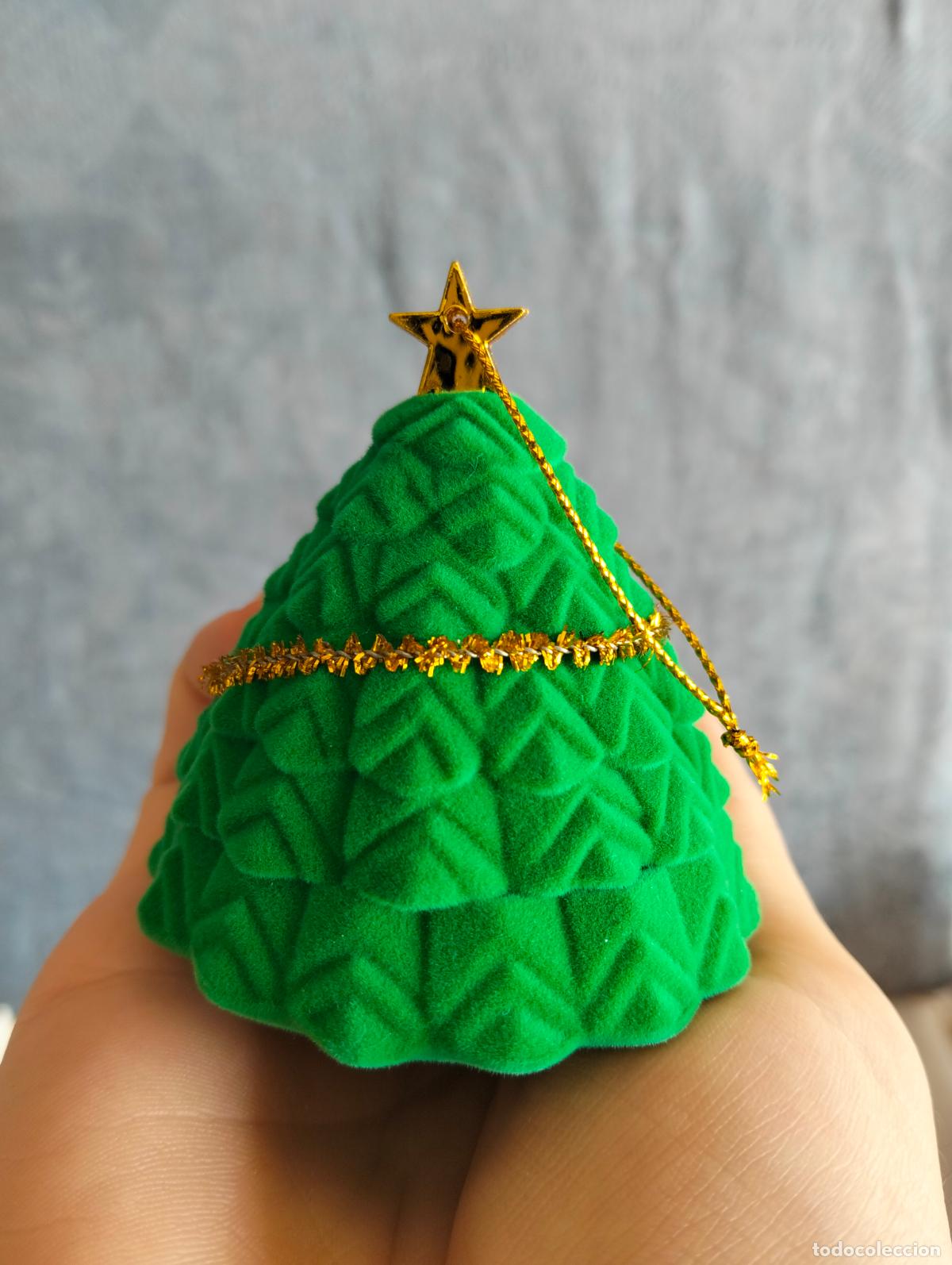 Figuras de Bel&eacute;n: Bel&eacute;n pesebre color plateado mini miniatura joyero forma &aacute;rbol de navidad verde vintage regalo