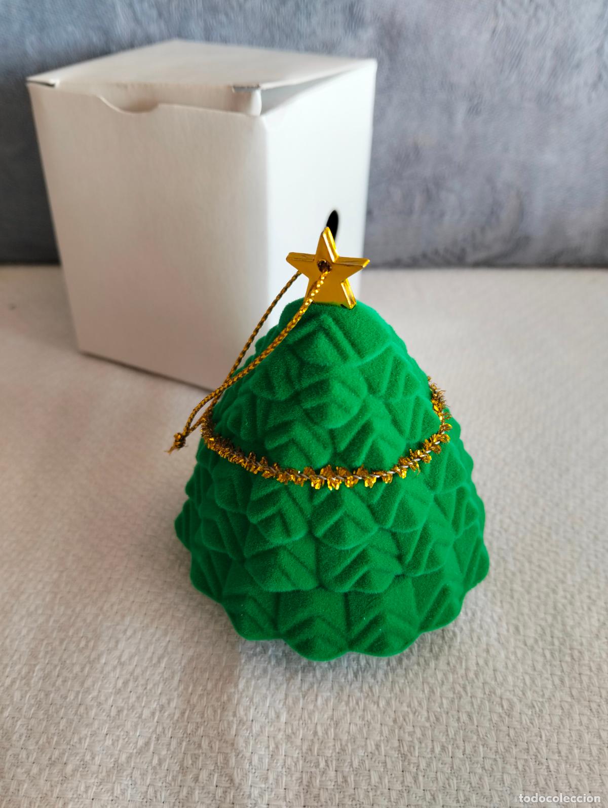 Figuras de Bel&eacute;n: Bel&eacute;n pesebre color plateado mini miniatura joyero forma &aacute;rbol de navidad verde vintage regalo
