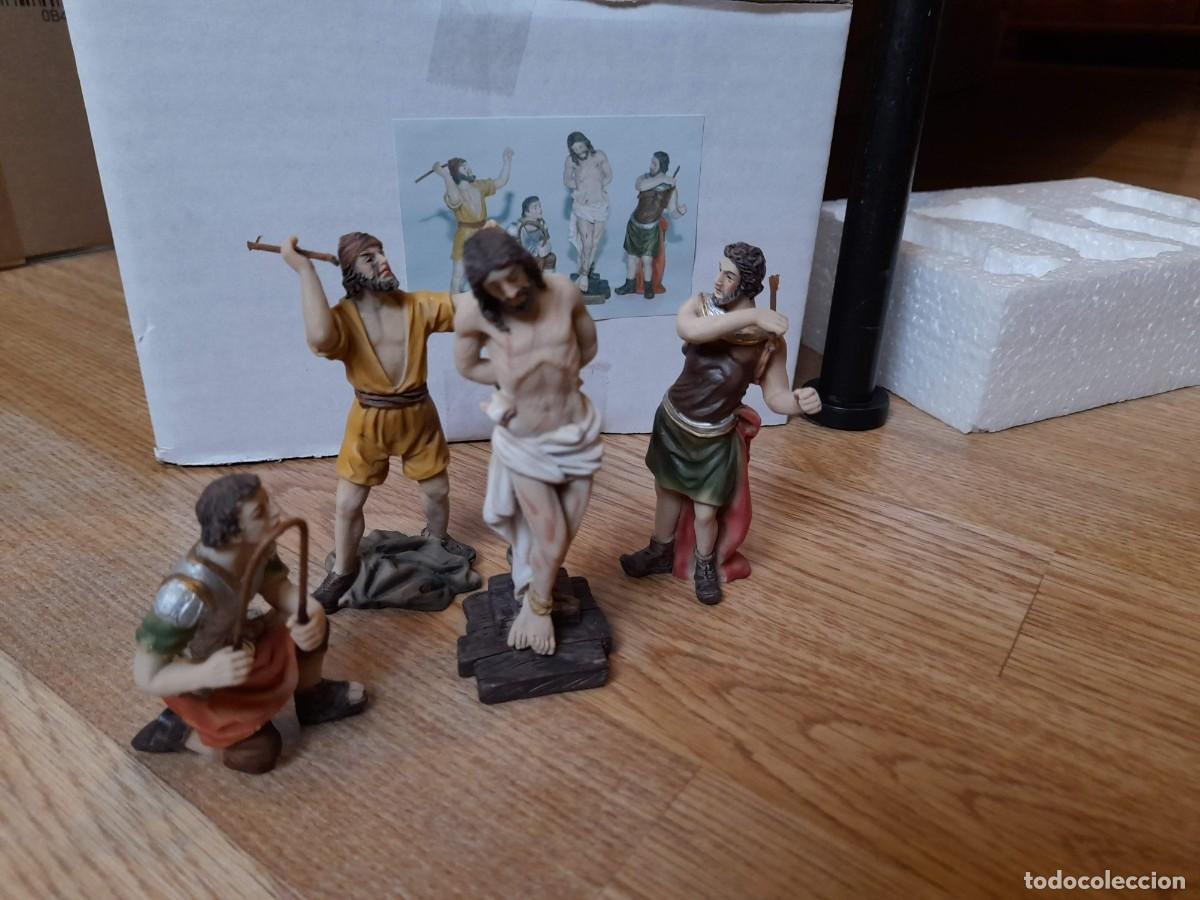 Figuras de Bel&eacute;n: Escena Flagelacion de Cristo. Pesebre Pascua Miniatura Semana Santa