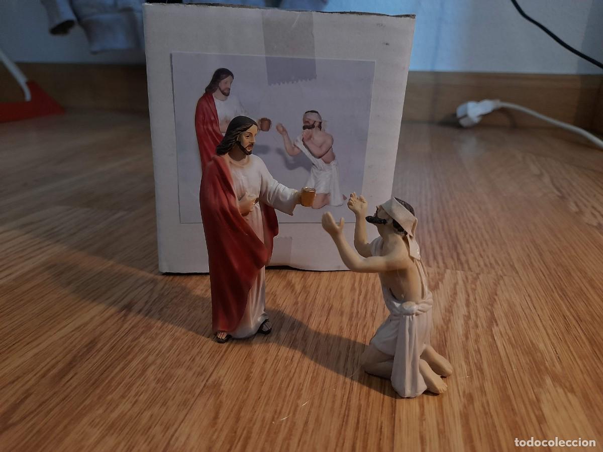 Figuras de Bel&eacute;n: Escena Curaci&oacute;n del ciego por Jes&uacute;s. Belen vida de Jesus