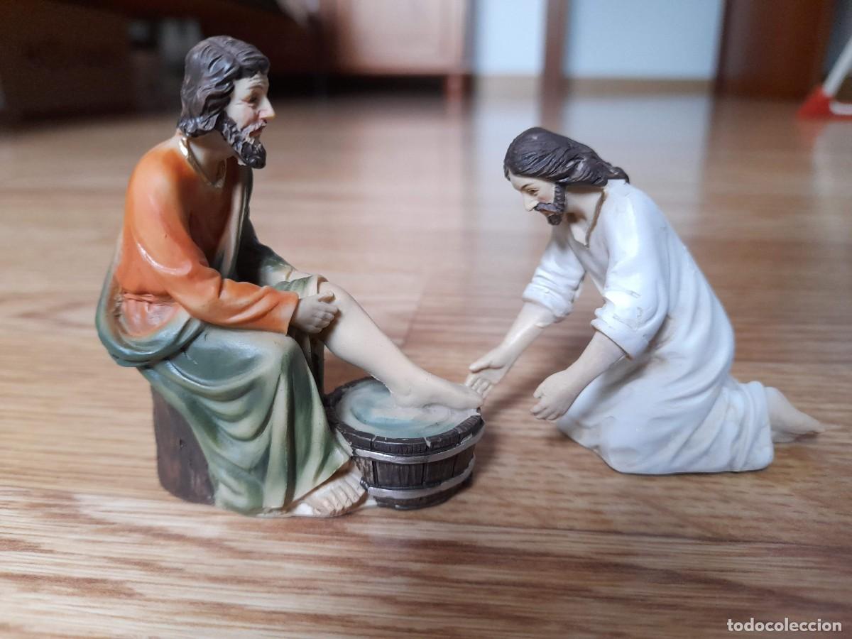 Figuras de Bel&eacute;n: Escena Lavatorio de Pies. Belen Semana Santa. Pesebre Pascua Miniatura Semana Santa
