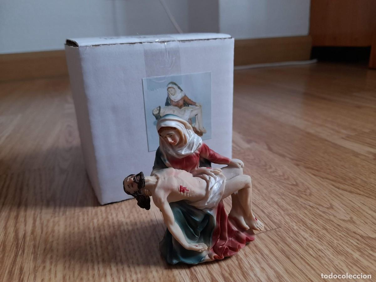 Figuras de Bel&eacute;n: Escena Piedad Virgen con Cristo Angustias Miniatura Semana Santa. Pesebre Pascua