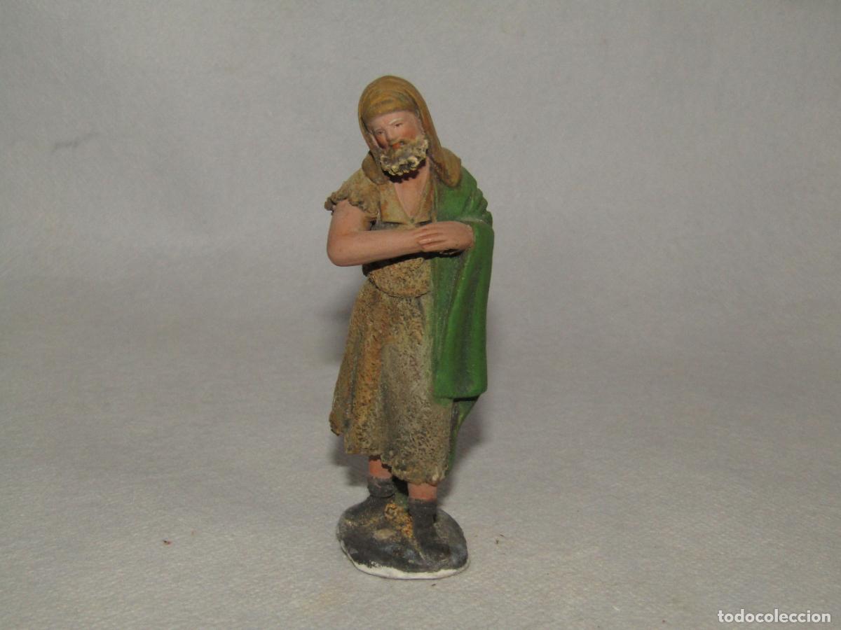 Figuras de Bel&eacute;n: Antigua Figura de Bel&eacute;n en Terracota Policromada Ref. 704 / 8 cm. de ORTIGAS