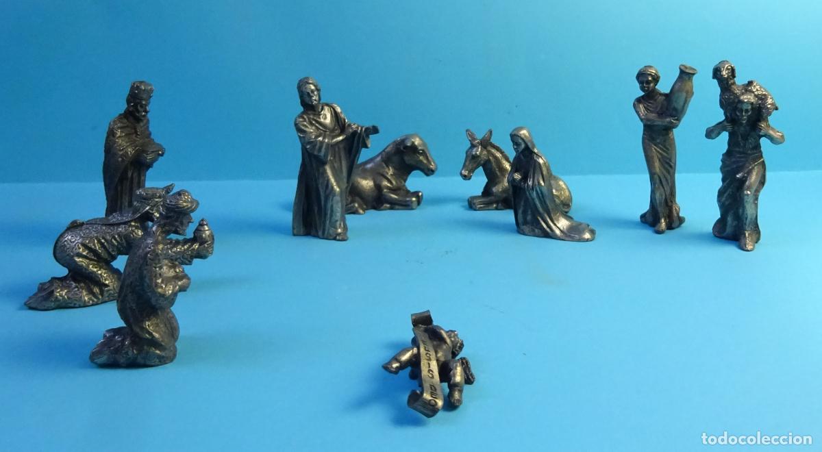 Figuras de Bel&eacute;n: LOTE 10 FIGURAS MET&Aacute;LICAS PARA BEL&Eacute;N. ALTURA SAN JOS&Eacute; 7,5 CM