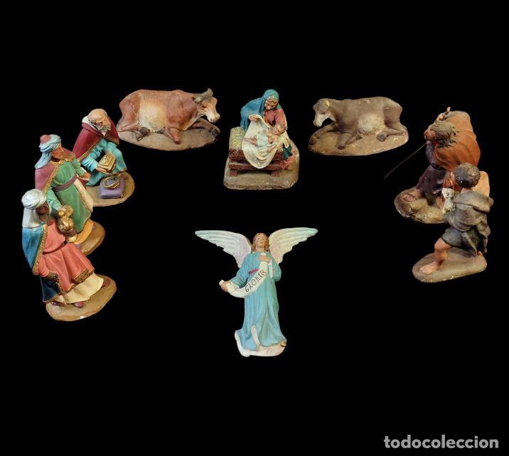 Figuras de Bel&eacute;n: LOTE DE ANTIGUAS FIGURAS DE BEL&Eacute;N (9). AN&Oacute;NIMO. TERRACOTA POLICROMADA. ESPA&Ntilde;A. SIGLO XX.