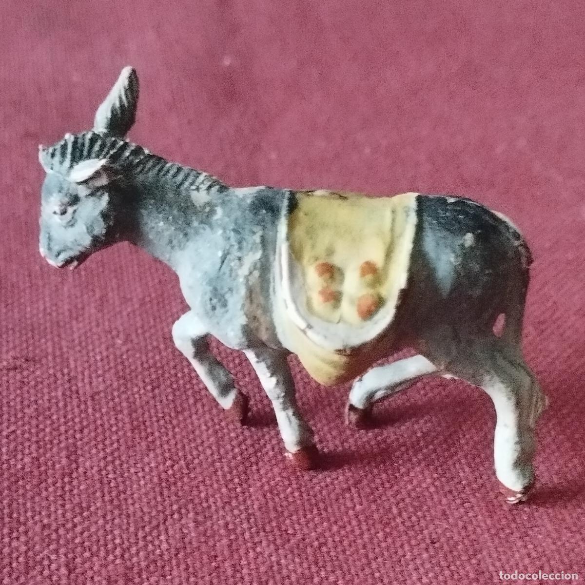 Figuras de Bel&eacute;n: ASNO O BURRO CON ALFORJAS - FIGURA DE PLASTICO PARA BELEN O PESEBRE