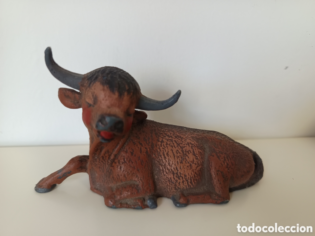 Figuren f&uuml;r Weihnachtskrippen: Figura Buey mula Bel&eacute;n Nacimiento de la serie cabezones estilizada Mirete a&ntilde;os 70