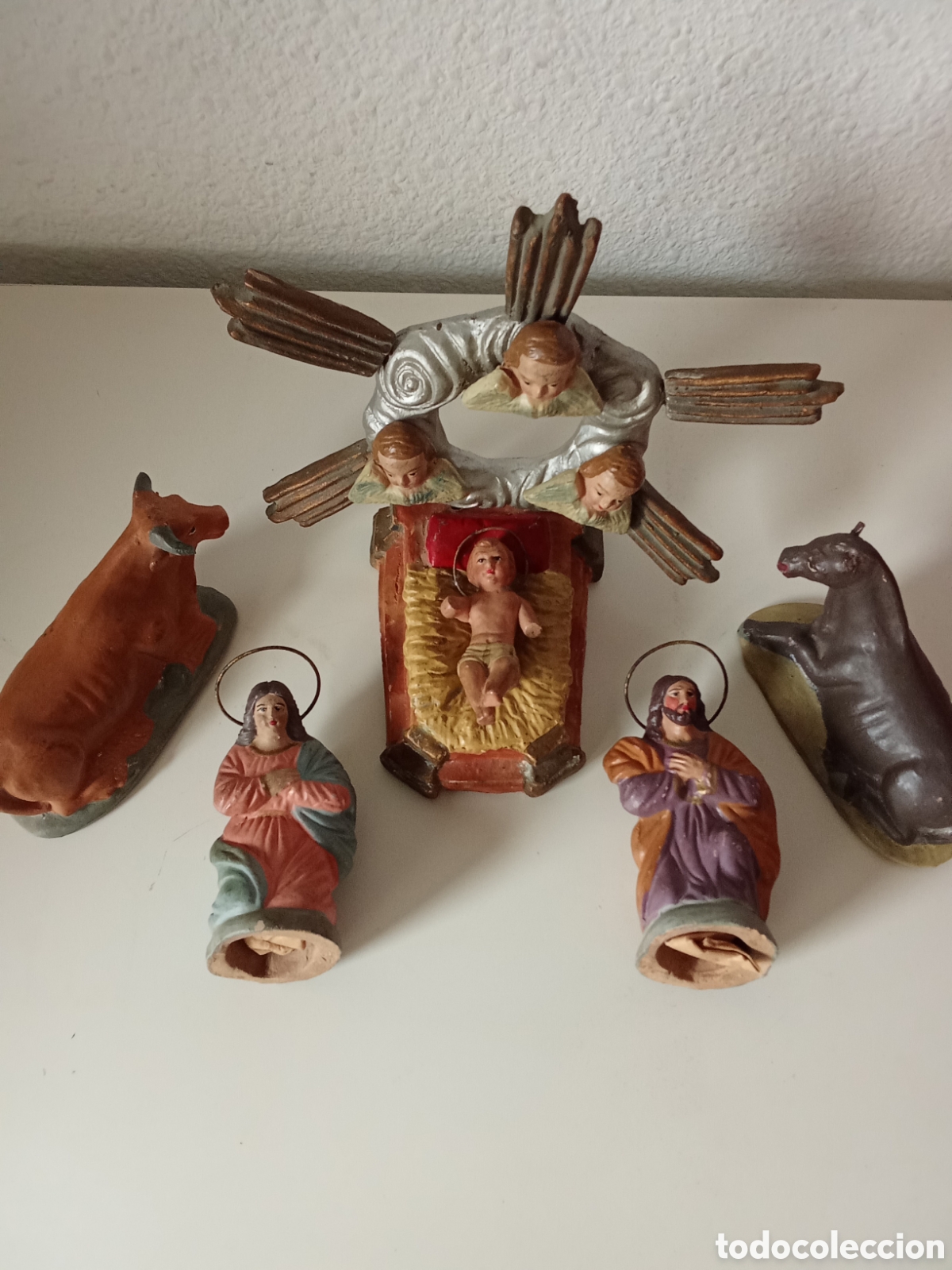 Figuras de Bel&eacute;n: BELEN DE TERRACOTA (NACIMIENTO) ,Murciano a&ntilde;os 20/30 ,completo JMJ