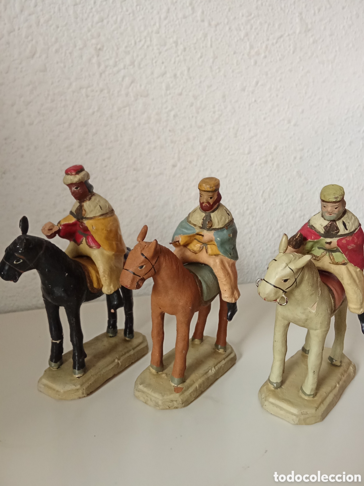 Figuras de Bel&eacute;n: Bel&eacute;n de Navidad , TRES REYES MAGOS en terracota Murciana a&ntilde;os 20/30 JMJ