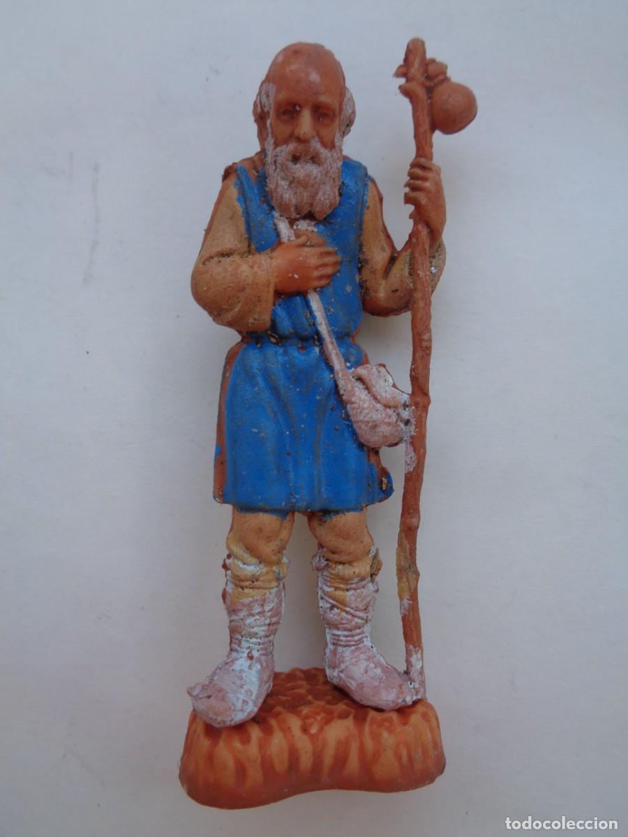 Figuras de Bel&eacute;n: ANTIGUA FIGURA DE PLASTICO DEL BELEN : PASTOR HEBREO CON CAYADO Y ZURRON