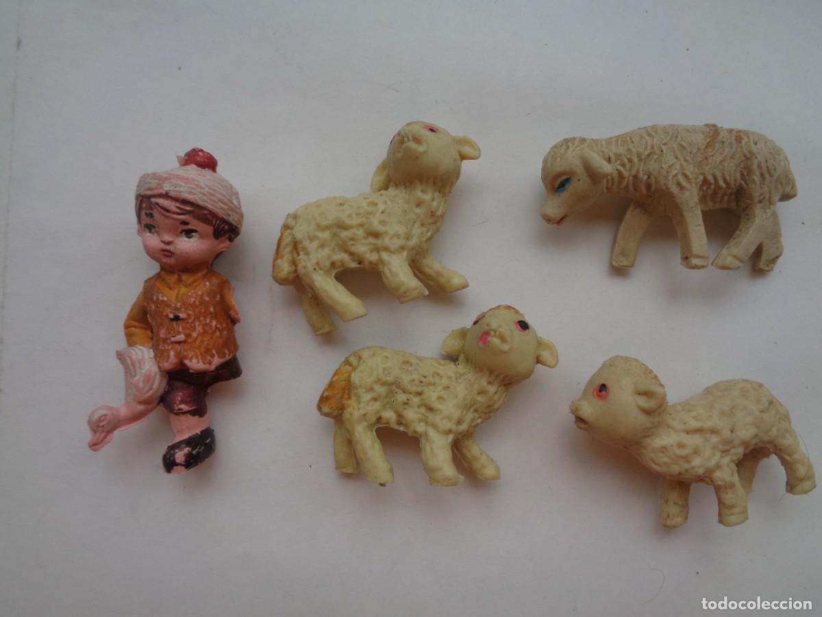 Figuras de Bel&eacute;n: LOTE DE 4 FIGURAS ANTIGUAS DE PLASTICO DEL BELEN : OVEJAS