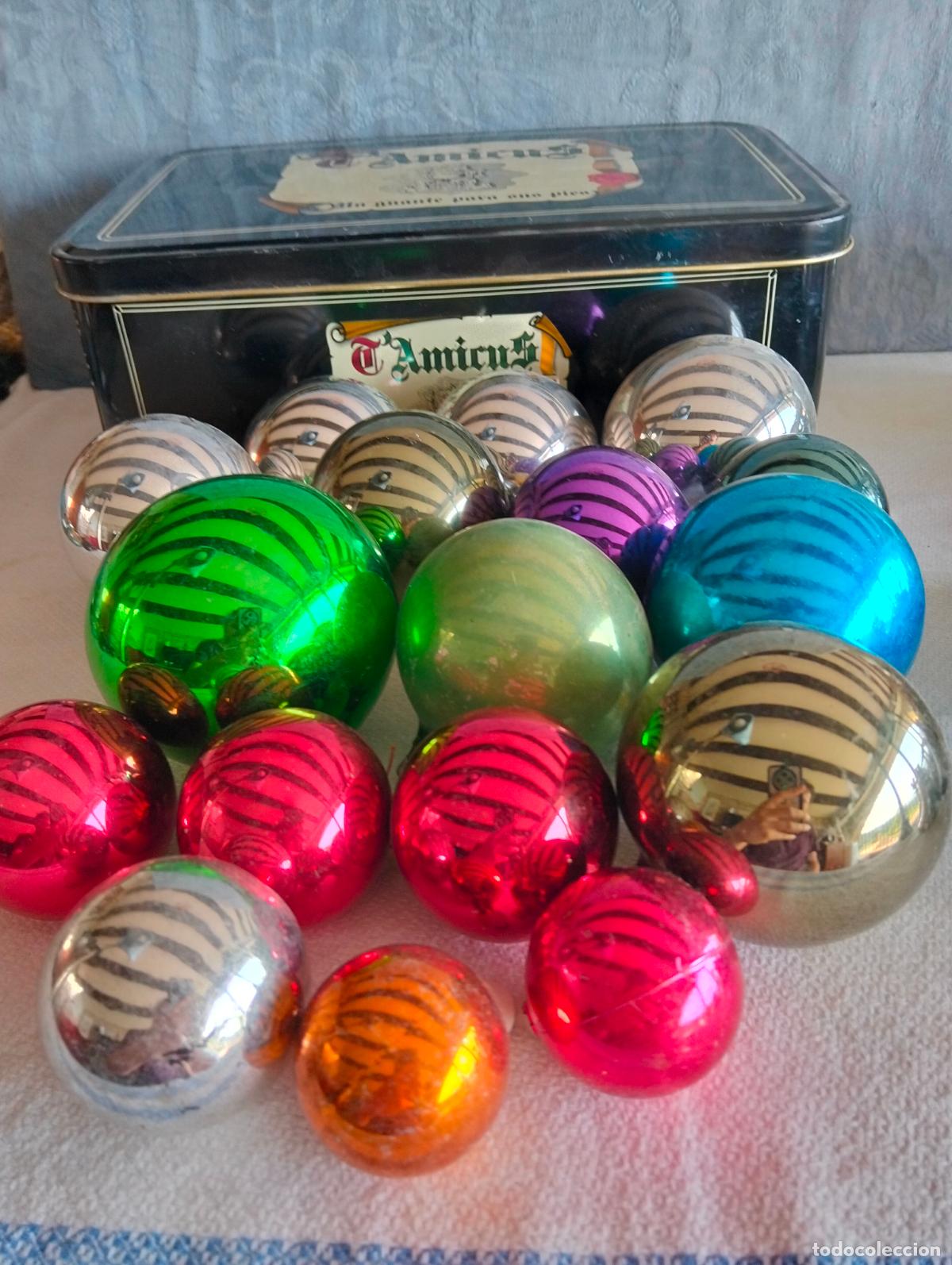 Figuras de Bel&eacute;n: Lote decoraciones de Navidad vintage bolas de colores para colgar &aacute;rbol antiguas plexiglas a&ntilde;os 60