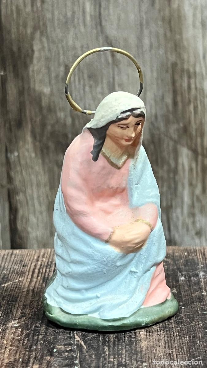 Figuras de Bel&eacute;n: Figura barro Bel&eacute;n antigua virgen Mar&iacute;a arrodillada cacharrer&iacute;a Murcia