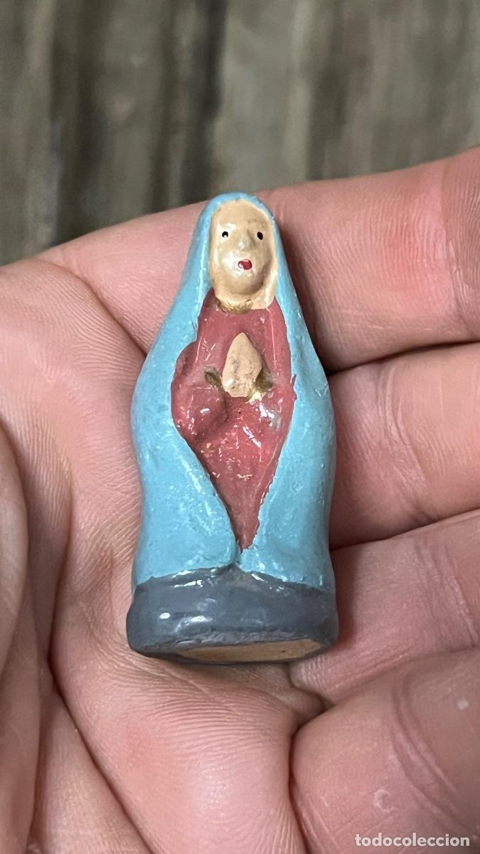 Figuras de Bel&eacute;n: Figura barro Bel&eacute;n antigua virgen Mar&iacute;a cacharrer&iacute;a Murcia 4,5cms