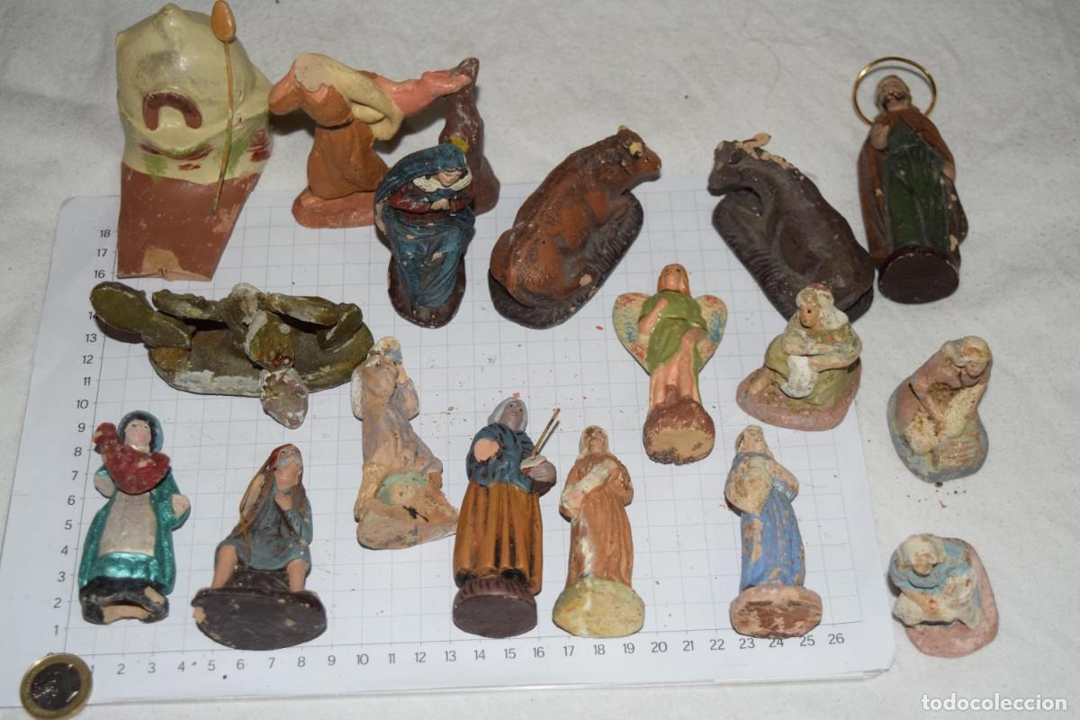 Figuras de Bel&eacute;n: Lote FIGURAS/PIEZAS variadas de BEL&Eacute;N - Arcilla, barro, terracota o similar - A&ntilde;os 40/60 - &iexcl;Mira!
