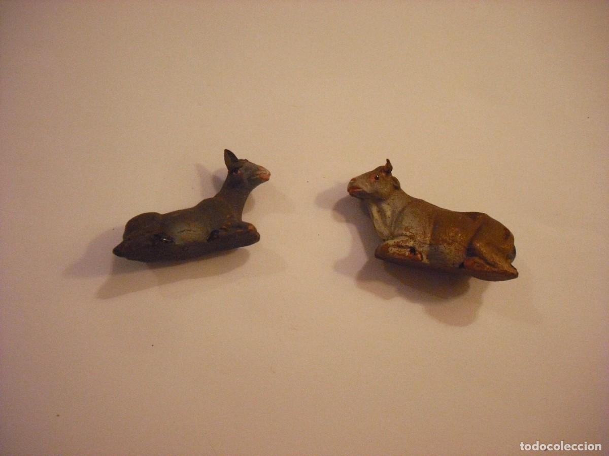 Figuras de Bel&eacute;n: ANTIGUAS FIGURAS DE L BUEY Y LA MULA DEL BELEN. TERRACOTA 5/6 CM