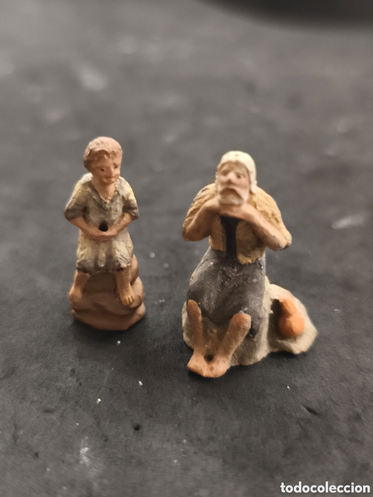 Figuras de Bel&eacute;n: 2 figuras Bel&eacute;n miniatura 3,5cm, terracota