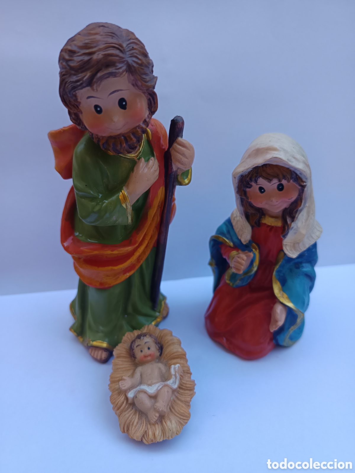 Figuras de Pres&eacute;pios: FIGURAS DE NACIMIENTO BEL&Eacute;N INFANTIL ESTILO CABEZONES ,A&Ntilde;OS 70,SETENTERO TOTAL