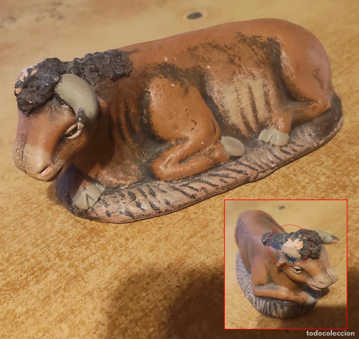 Figuras de Bel&eacute;n: figura animal vaca o mula - maestros artesanos Bel&eacute;n pesebre nacimiento navidad - 12 c - terracota