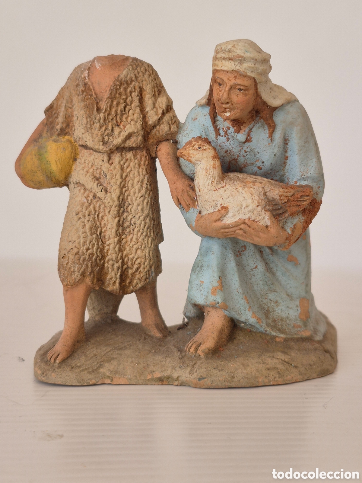 Figuras de Bel&eacute;n: Figura terracota castells, pasebre, belen , a restaurar.