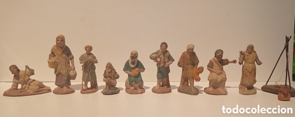 Figuras de Bel&eacute;n: 9 FIGURAS ANTIGUAS DE BELEN - PASTORES - BARRO Y PLOMO - VER TODAS LAS FOTOS