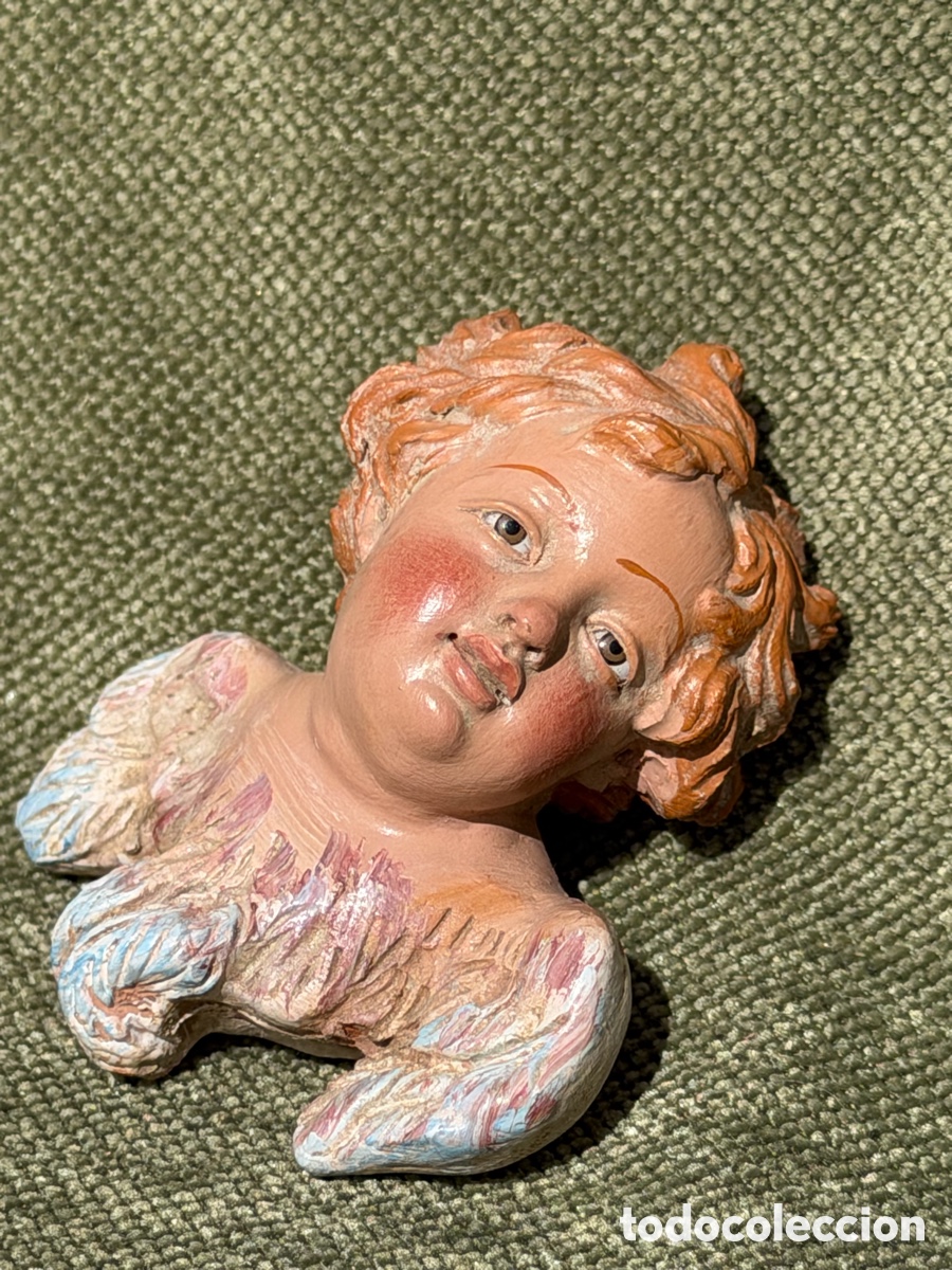 Figuras de Bel&eacute;n: Cabeza de querub&iacute;n. Bel&eacute;n Napolitano.