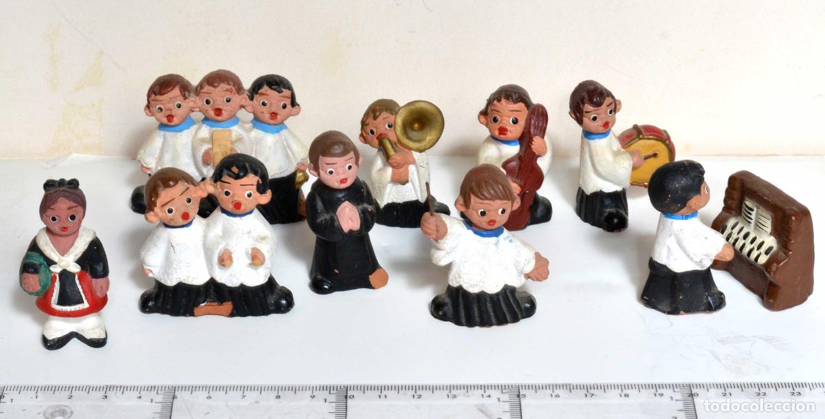 Statuine di Presepe: LOTE DE FIGURITAS DE BARRO - TERRACOTA - BANDA Y CORO DE MONAGUILLOS - ORQUESTA