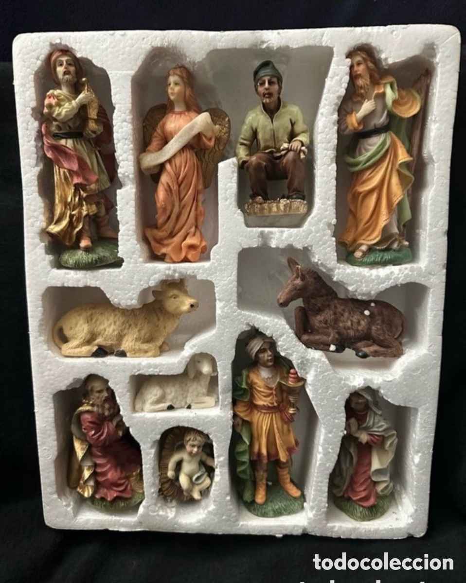 Figuras de Bel&eacute;n: 11 FIGURAS PESEBRE TIPO CERAMICA PINTADAS A MANO