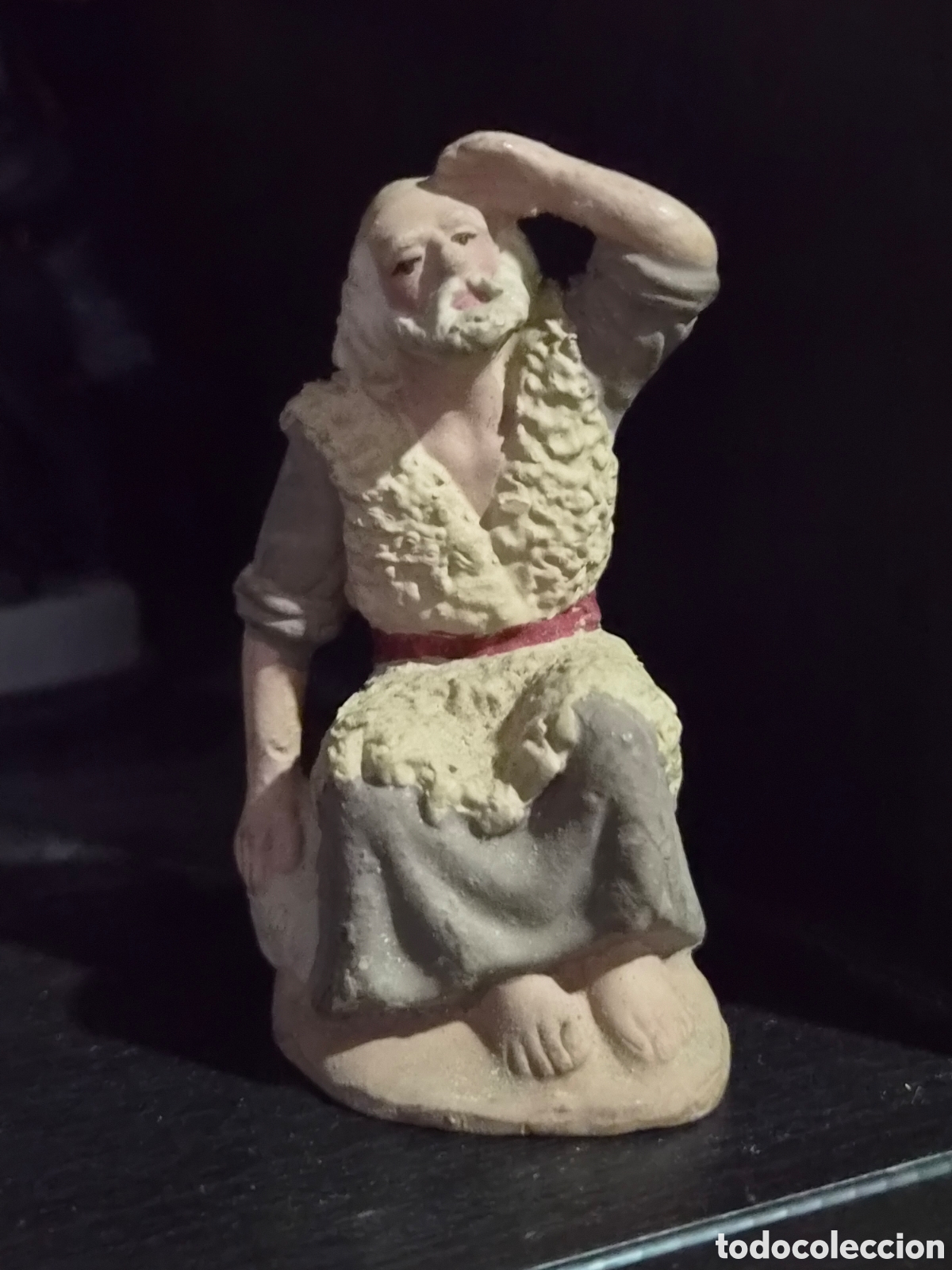 Figuras de Bel&eacute;n: ANTIGUA FIGURA DEL BEL&Eacute;N PASTOR , TERRACOTA O BARRO COSIDO 7,5 CM