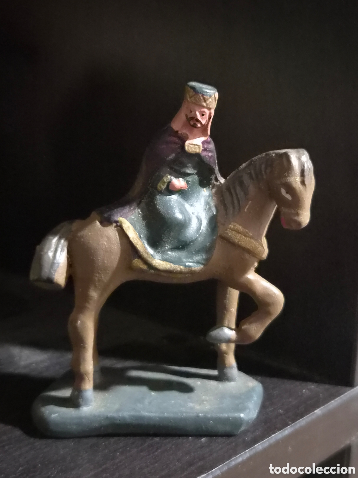 Figuras de Bel&eacute;n: ANTIGUA FIGURA DEL BEL&Eacute;N REY MAGO TERRACOTA O BARRO COSIDO 10 CM