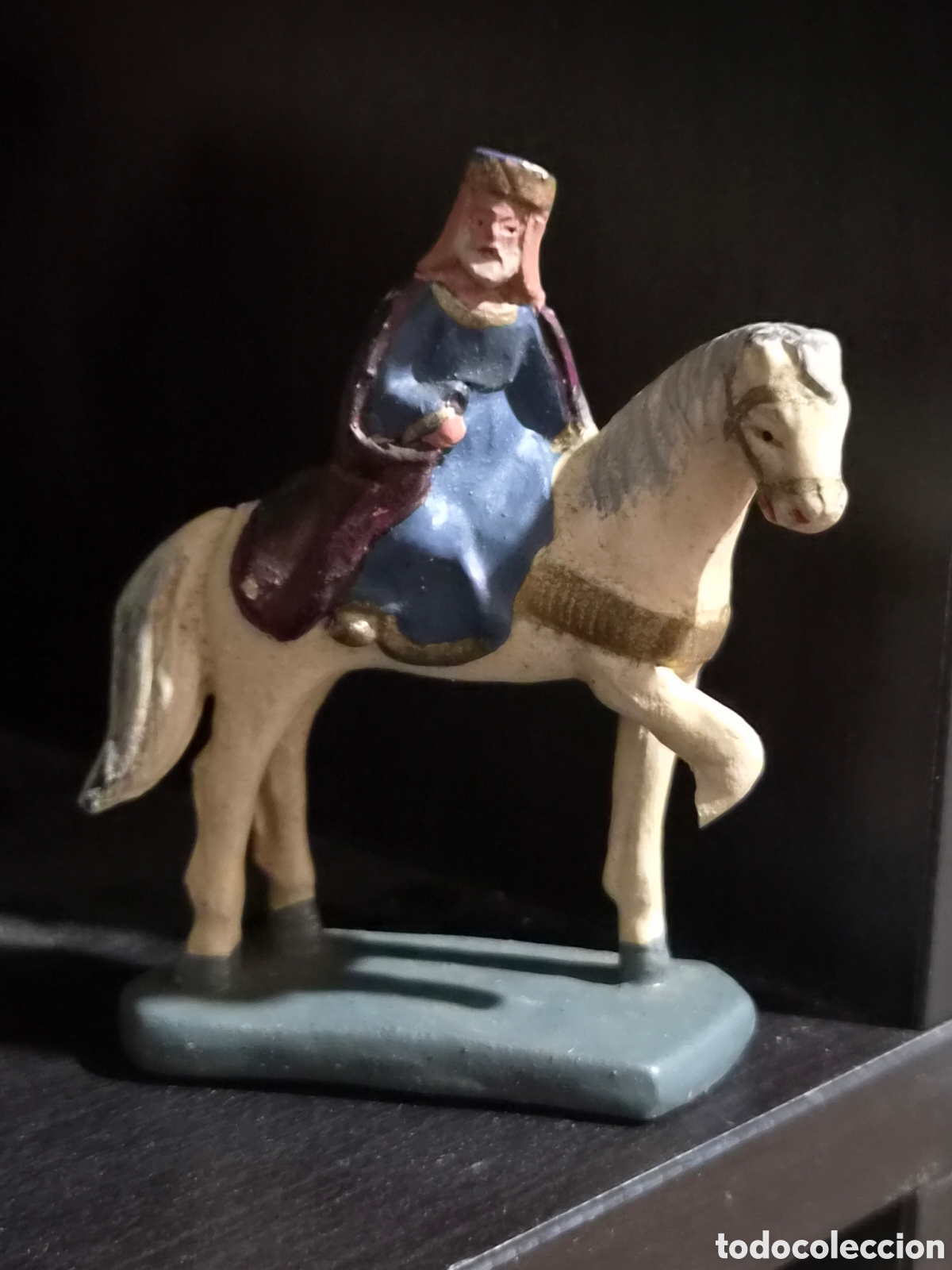 Figuras de Bel&eacute;n: ANTIGUA FIGURA DEL BEL&Eacute;N REY MAGO TERRACOTA O BARRO COSIDO 10 CM