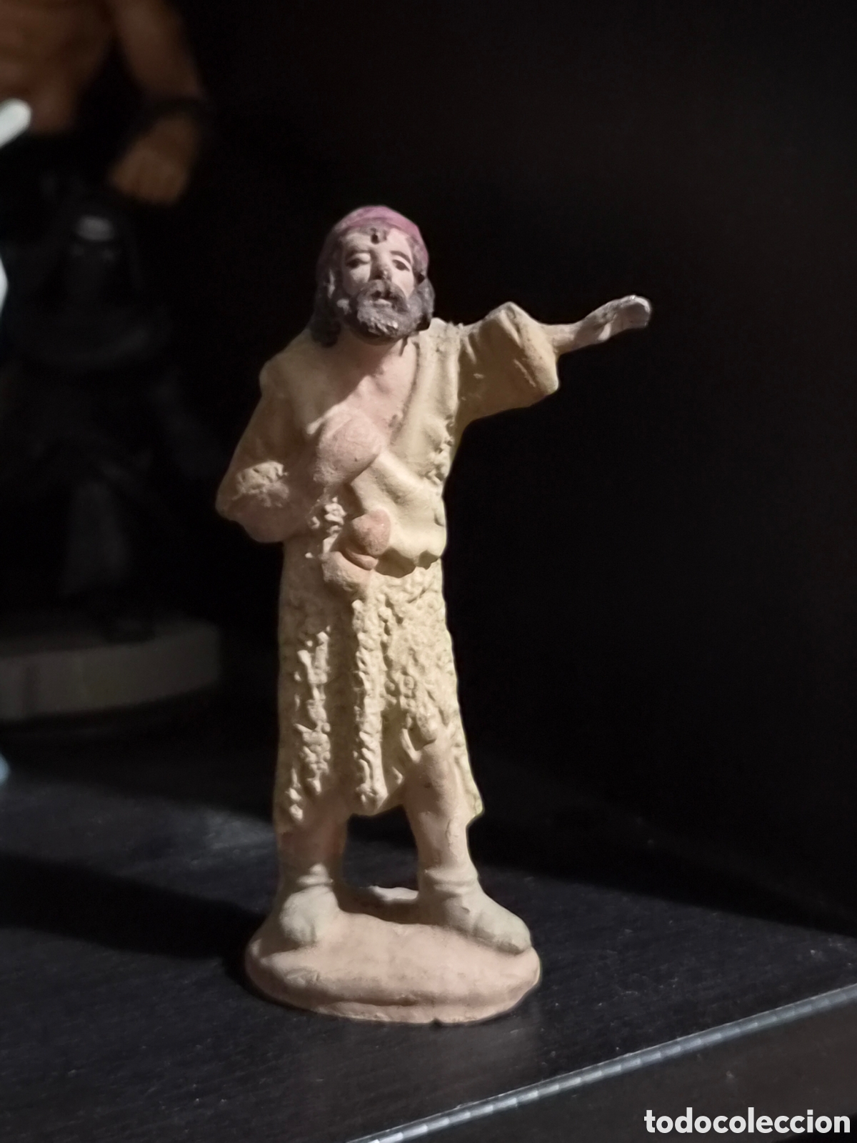 Figuras de Bel&eacute;n: ANTIGUA FIGURA DEL BEL&Eacute;N PASTOR TERRACOTA O BARRO COSIDO 9 CM