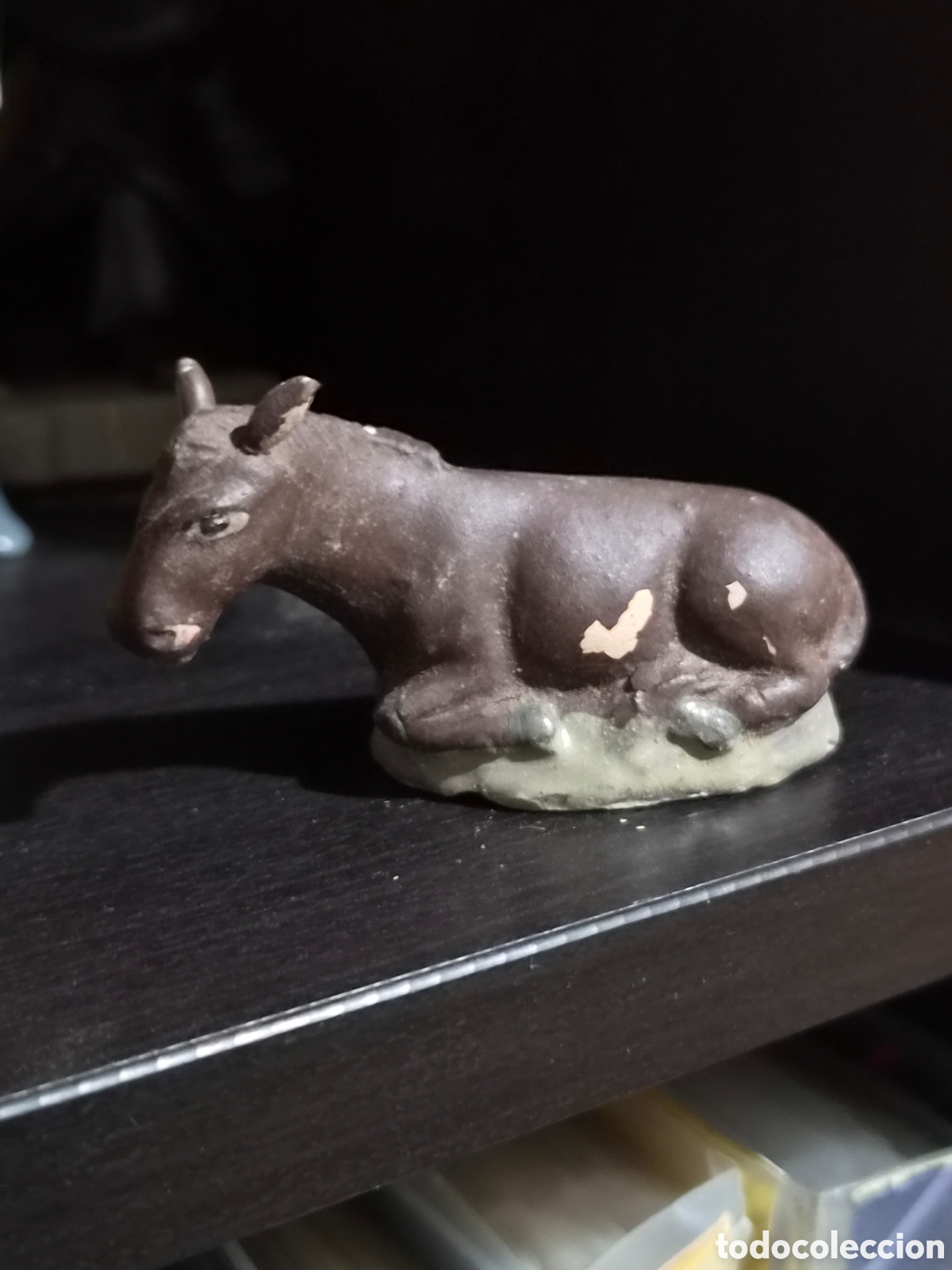 Figuras de Bel&eacute;n: ANTIGUA FIGURA DEL BEL&Eacute;N BURRO TERRACOTA O BARRO COSIDO 7X4,5 CM