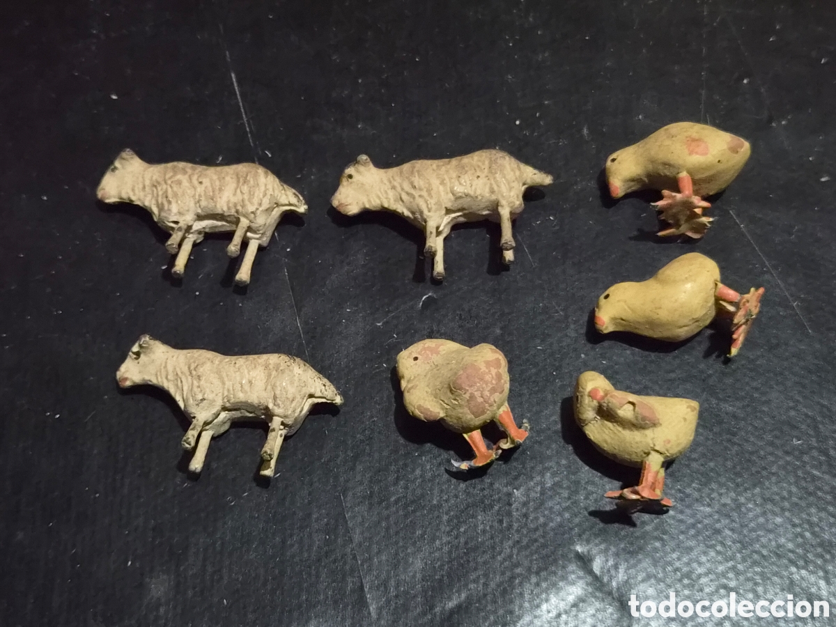 Figuras de Bel&eacute;n: ANTIGUAS FIGURAS DEL BEL&Eacute;N OVEJAS Y GALLINAS TERRACOTA O BARRO COSIDO