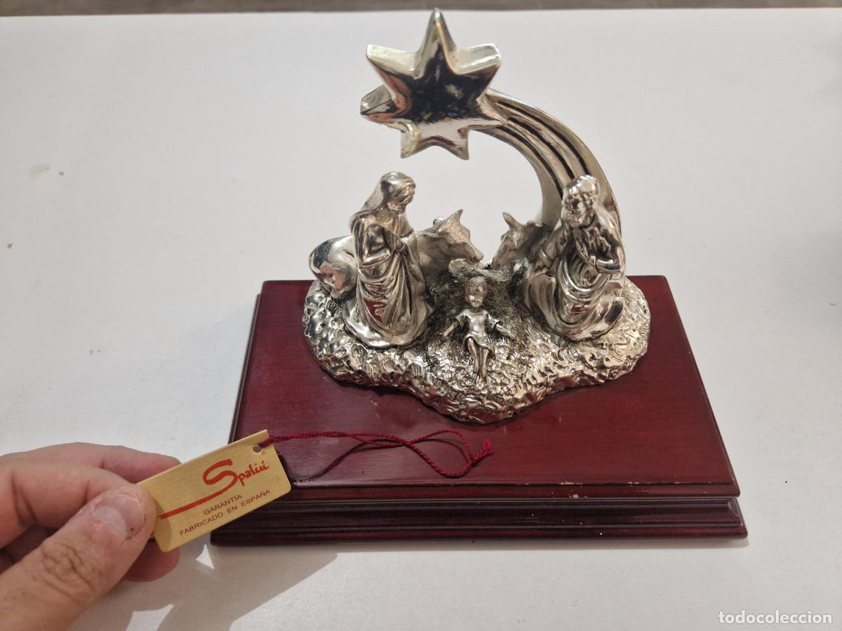 Figuras de Bel&eacute;n: Figura nacimiento misterio sagrada familia pesebre belen figura joyero Spaliu ba&ntilde;o plata navidad