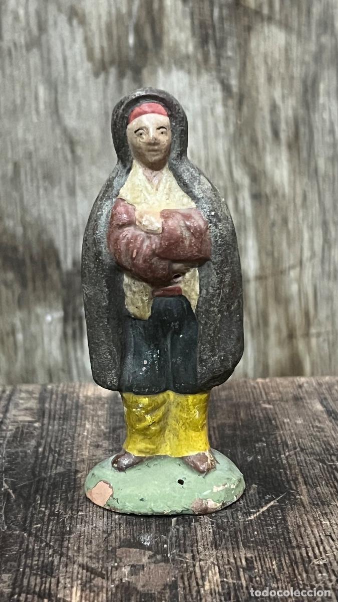 Figuras de Bel&eacute;n: Figura barro Bel&eacute;n hombre pastor con capa manto Murcia 10,5cms