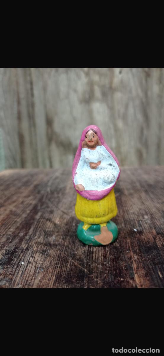 Figuras de Bel&eacute;n: Figura barro Bel&eacute;n mujer peinado roleos campesina cacharrer&iacute;a Murcia 7cms